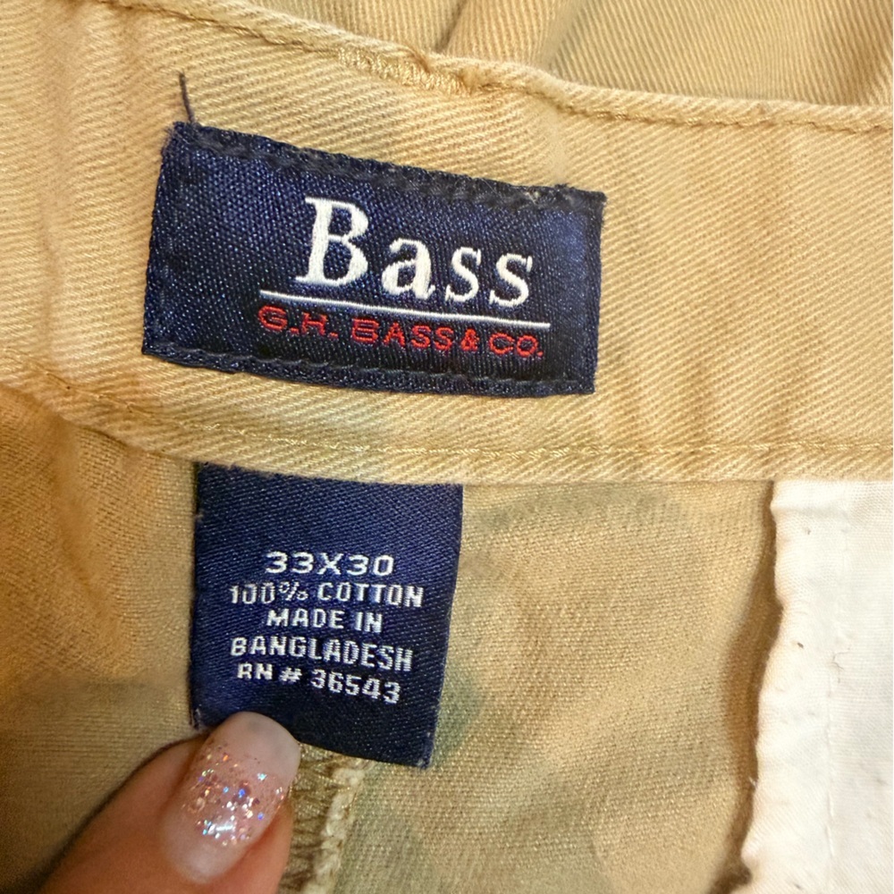 Bass Men’s Khaki Chino Pants Size 33x30 Classic Fit Cotton Casual Work - Picture 3 of 8